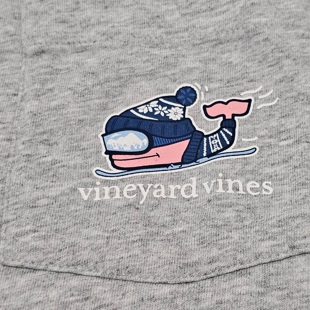 Vineyard Vines Long Sleeve Gray T Tee Shirt Whale Snowboarding Water Ski Blue M - Picture 9 of 9